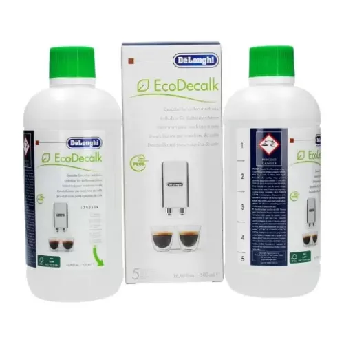 Set 2 Solutii Decalcifiere Pentru Aparatele De Cafea Delonghi, 500 Ml, 5 Decalcifieri