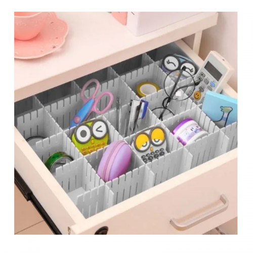 Set 3 Separatoare pentru Organizare Sertare, Ajustabile Manual, PVC, 50 x 10cm, Alb