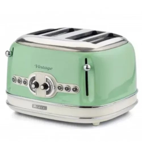 Prajitor de paine Ariete, 0156 Vintage, 1600 W, 4 Felii, crem/green