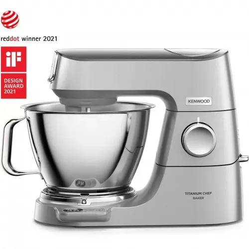 Robot de bucătărie KENWOOD Titanium Chef Baker KVC85.594SI - 0W20011481, 1200W (10 trepte), 2 vase (5l/3.5l), Cântar integrat, Ecran LCD, Blender, Mașină de tocat, Procesor alimente, 4 accesorii patiserie